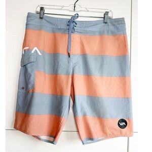 RVCA Board Shorts Size 34 Gray Orange